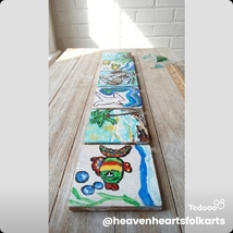Hand-Painted Sea Life Tiles- 6 Piece Ceramic Mini Art Decor by Heaven &amp; ... - $35.00