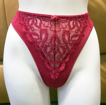 FUCHSIA THONGS HIGH WAISTED PANTIES STRETCH LACE MADE IN EUROPE GIFT FOR... - £22.63 GBP
