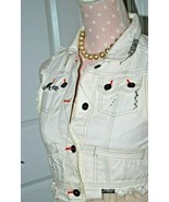 vtg GUESS white Jean Vest Button up Jacket L (14) - $31.54 CAD
