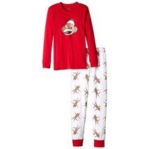 Saras Prints Little Boys Red Monkey Long John Pajamas Red Monkey Size: 5... - $14.25