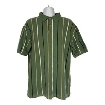Harbor Bay Men&#39;s Short Sleeved Collared Green Striped Polo Shirt Size XL - £19.92 GBP
