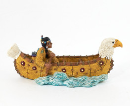 Native American Indian Girl Statue In A Eagle Canoe Resin China Vtg Rare... - $39.99