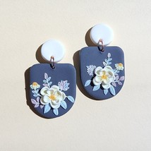 Dangle White Flower Earrings • Handmade Jewelry • Clay Earrings • Spring • Summe - $30.00