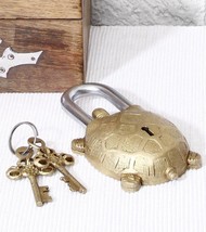 padlocki antique with key functional tortoise shape brass lock - £35.41 GBP