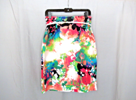 Worthington skirt A-line knee length Size 10 multi floral belt unlined - £9.04 GBP