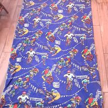 Vintage BMX RALLY BIKES 48x75" duvet cover blue motor kids boys race racing - $50.00