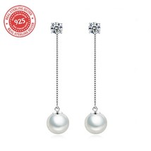 925 Sterling Silver beautiful earrings with Pearl and Cubic Zirconia DLES100 - £11.91 GBP