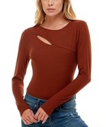 MSRP $29 Ultra Flirt Juniors&#39; Asymmetrical Cutout Bodysuit Brown Size Me... - $248.61 MXN