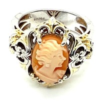 Vtg Signed NH Gems en Vogue Sterling Floral Filigree Classic Cameo Ring ... - £59.35 GBP