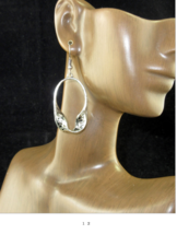Hammered Twisted Hoop Dangle Earrings Silver - £8.98 GBP