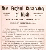1906 New England Conservatory Of Music Advertisement Boston Massachusett... - $24.99