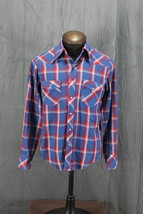 Vintage Western Shirt - Red and Blue Plaid Pattern - Men&#39;s  - $1,047.00 MXN