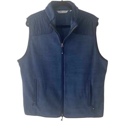Primary image for Peter Millar Sherpa Fleece Golf Vest Quilted Mens Large Blue Full Zip MF20Z46