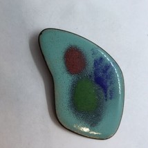 Vintage Enamel Brooch Pin Mid Century Modern Large Colorful Abstract Geo artisan - £13.30 GBP
