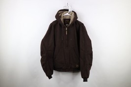 Vintage Y2K Streetwear Mens XLT Fleece Lined Canvas Hooded Work Jacket Brown - $148.45