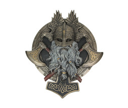 Bronze Finished Viking Warrior with Crossed Battle Axes Wall Plaque 10.25 Inch - £47.47 GBP