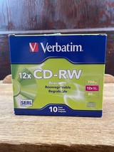 Verbatim CD-RW 700MB 12X High Speed Media Slim Case 10 Pack 95156 New Op... - $14.50