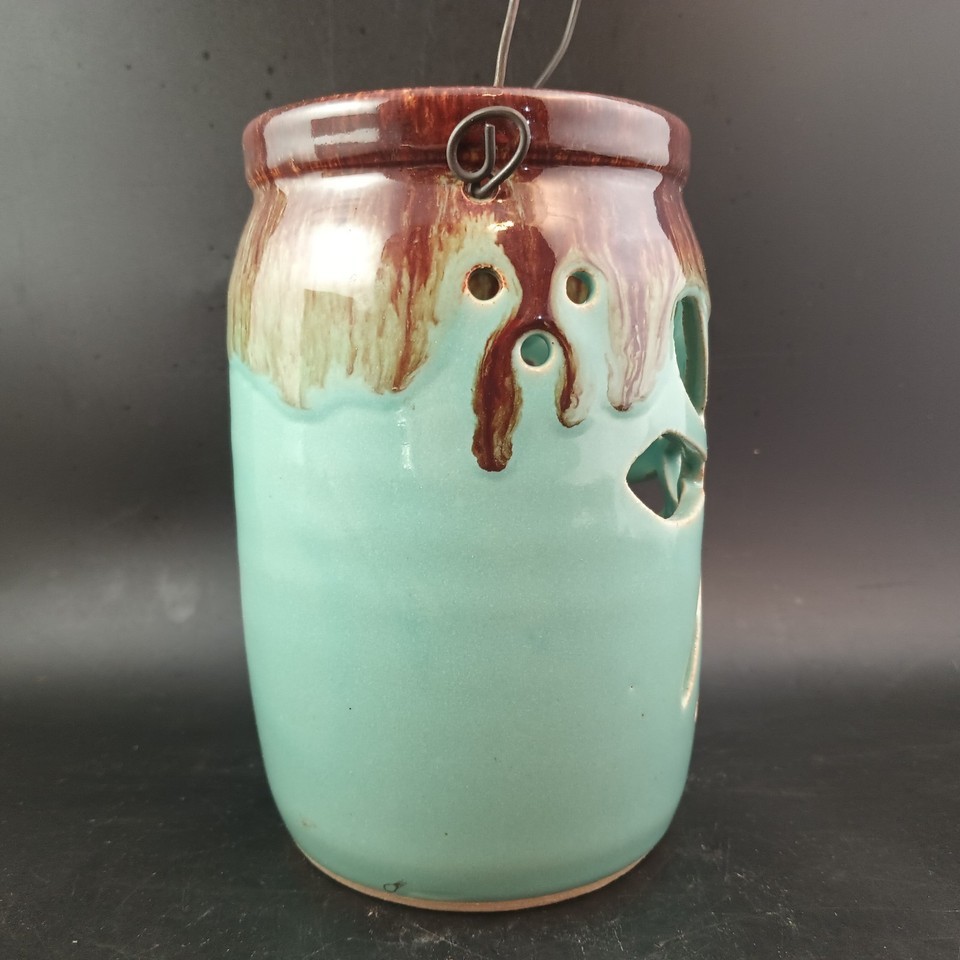 McNeill's Pottery Brown Drip Over Jade Dragonfly Lantern Signed "WW", OBO Item image 4