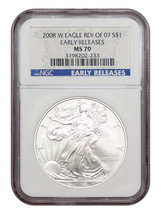 2008-W $1 Burnished Eagle NGC SP70 (Reverse of 2007, Early Releases) - £957.77 GBP