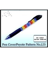 Beaded Pen Cover Pattern No.123 - Even Count Peyote Stitch Seed Beads Wrap - $3.00