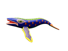 Shark Alba Hernandez Handcrafted Oaxacan Folk Art Wood Carving Signed 7.75 In L - £69.76 GBP