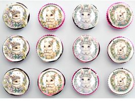 Twelve 2&quot; Easter Bunny Cupcake Toppers Cute Bunny Themed Birthday Edible Image E - £13.20 GBP