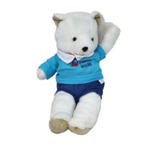 Vintage 1986 Interpur Preppy White Teddy Bear Stuffed Animal Plush Shirt Pants - £41.91 GBP