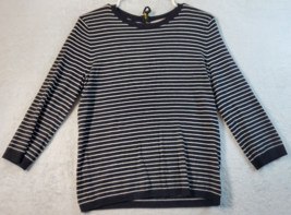 Philosophy T Shirt Top Womens Medium Black White Striped Long Sleeve Round Neck - £11.50 GBP