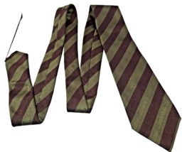 VTG Luciano Barbera Mens Cotton Silk Necktie Green Brown Diagonal Stripes DAD  - £18.90 GBP