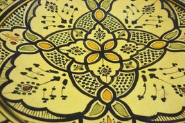 LARGE Moroccan pottery centerpiece PLATTER WALL PLAQUE yellow and black original - £106.44 GBP