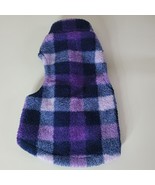 Fleece Fluffy Dog Coat Sweater Medium Tiny Collar Purple Blue Soft Littl... - £6.74 GBP