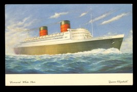 Vintage Transportation Postcard White Star Line Ship Queen Elisabeth - $12.86