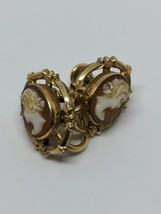 Vintage CM GF Gold Filled Pink Cameo Twist On Earrings - £23.59 GBP