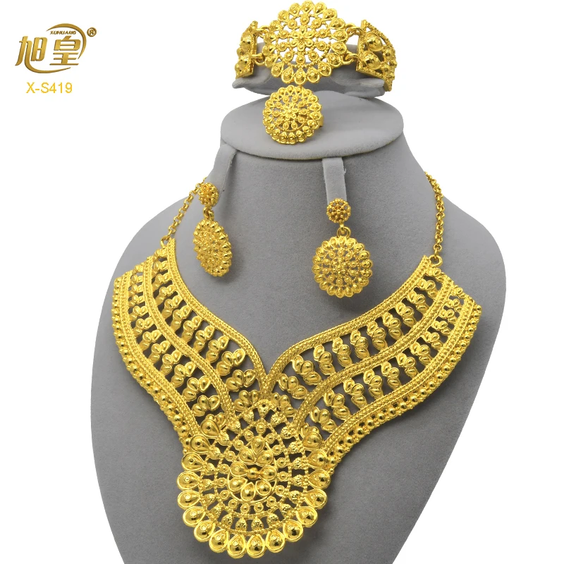 Dubai Gold Plated Luxury Jewelry Set African Arabic Indian Charm Choker ... - £43.59 GBP