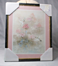 T C Chiu 80s Art Print Love Birds Hummingbirds With Blossoms Mylar 8x10 Framed - £6.80 GBP