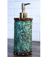 Rustic Western Turquoise Floral Tooled Art Countertop Liquid Soap Dispen... - £19.61 GBP