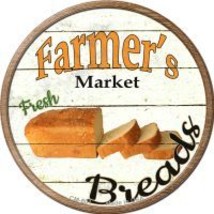 Farmers Market Breads Novelty Metal Mini Circle Magnet - £10.41 GBP