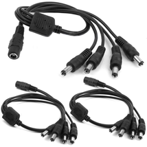 3-Pack DC 1 Female to 4 Male Way Output Power Splitter Cable Y Adapter for CCTV  - £8.79 GBP