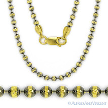 Ball Bead Link 925 Sterling Silver Black &amp; 14k Yellow Gold-Plated Chain Necklace - £48.55 GBP+