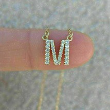 Diamond Crown Initial Letter &quot;M&quot; Pendant 14k Yellow Gold Plated 1Ct Lab Created - £83.04 GBP