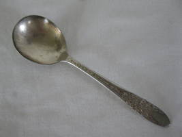 National Silver 1937 Rose &amp; Leaf Pattern Silver Plated 7&quot; Soup Spoon - £5.48 GBP