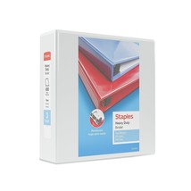 Staples Heavy Duty 3&quot; 3-Ring View Binder White (24693) 82666 - $20.99