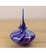 Vtg Silvestri Iridescent Blue Handcrafted Glass Perfume Bottle Dobber St... - $565.19 MXN