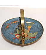 Vintage Cloisonne Enamel Brass Handled Basket Horn Holly Oval Shape 7.5 ... - $328.95 MXN