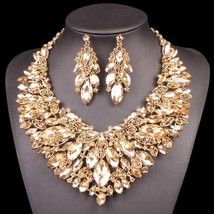 Indian Jewellery Bridal Jewelry Sets Gold Color Crystal Party Wedding Costume Ac - £42.47 GBP
