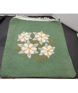 Vintage 1960&#39;s Green Needlepoint Wool Pillow Sham w/ Dogwood Flowers EUC - £30.55 GBP