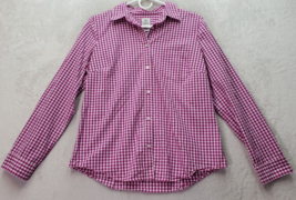 IZOD Shirts Womens Medium Purple Gingham Cotton Long Sleeve Collared Button Down - £13.86 GBP