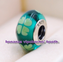925 Sterling Silver Handmade Glass Kiss Me I&#39;m Irish Clover Murano Glass... - $6.00