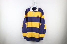 Vtg 90s Ralph Lauren Mens XL Striped Spell Out Crest Heavyweight Rugby Polo USA - £126.61 GBP