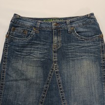 Hydraulic RN#99678 Women's Blue Cotton Stretch Denim Frayed Skirt Size 13/14 image 14
